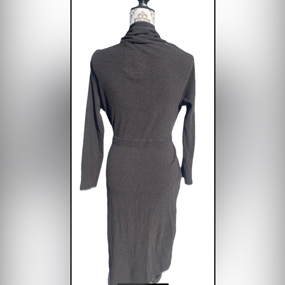 Monica + Andy Dark Gray Comfy Lounge Waffle Robe Pockets M/L 100% Organic Cotton - Picture 2 of 4